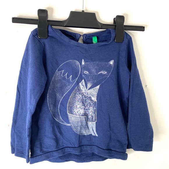 United Colors Of Benetton Blue Fox Long Sleeve Pullover Sweater - Picture 2 of 8